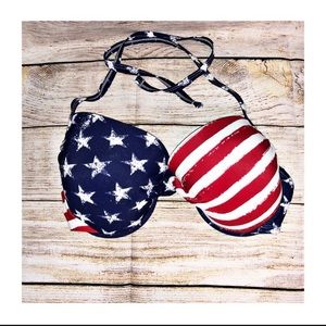 XHILARATION American flag halter bikini top.
